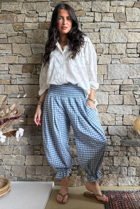 Nonni Gingham Bloomer Pant Denim
